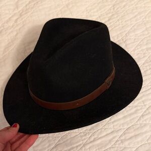 Brixton Black Fedora with Brown Accents